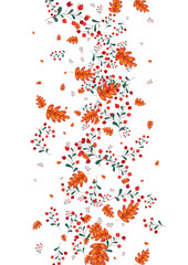 Obraz premium Green Rowan Background White Vector. Leaves Simple Illustration. Burgundy Herb Seamless. Abstract Texture. Leaf Floral.