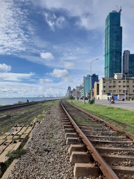 railroad tracks in the distance