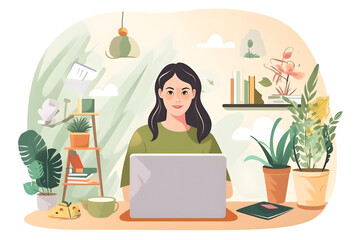 Meeting online. asian Woman having discussion or web conference chat. Work or study from home, freelance, online video conferencing, e-learning, web chat meeting, distance education, teaching online