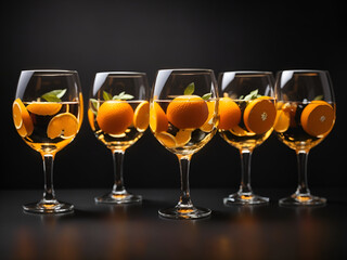 Wine glass with orange slices