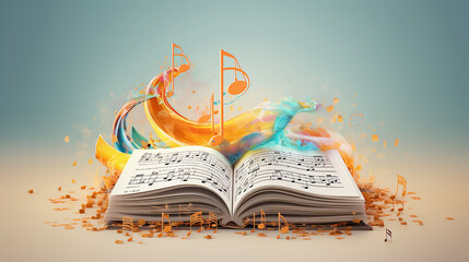 the book notes a whirlwind background abstract. the concept of music school education.