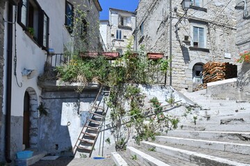 A characteristic street of Castiglione Messer Marino, a medieval village in the Abruzzo region,...