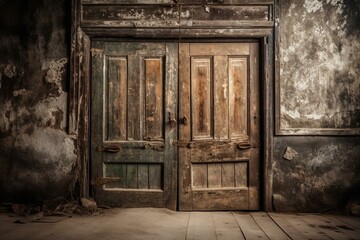 Fototapeta na wymiar Aged wooden door backdrop. Generative AI
