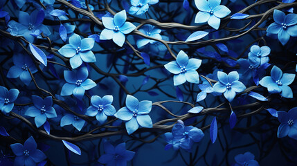 Blue Flowers  Background,Generative Ai