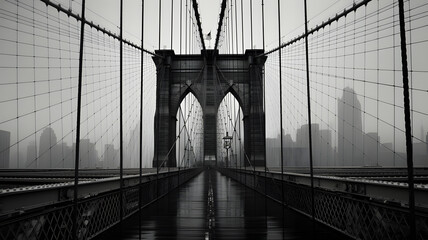 Behold the iconic majesty of the Brooklyn Bridge in our captivating stock photo.