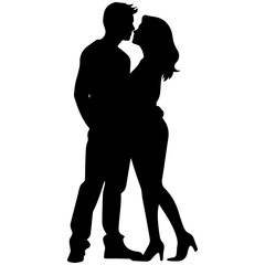 vector illustration of a silhouette of a loving couple