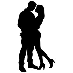 vector illustration of a silhouette of a loving couple