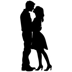 vector illustration of a silhouette of a loving couple