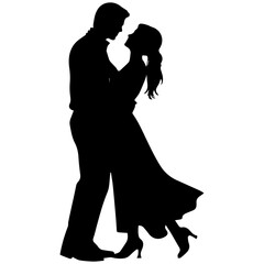 vector illustration of a silhouette of a loving couple