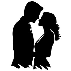 vector illustration of a silhouette of a loving couple