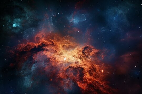 Vibrant Celestial Nebula Amid An Expanse Of Stars And Cosmic Wonder. A Breathtaking Supernova Wallpaper Fit For Your Screen. Generative AI