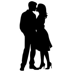 vector illustration of a silhouette of a loving couple