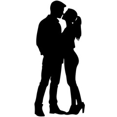 vector illustration of a silhouette of a loving couple