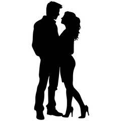 vector illustration of a silhouette of a loving couple
