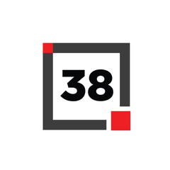 38 number with square icon. 38 dot monogram.