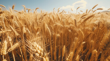 Golden Wheat Field on a Sunny Day. Generative Ai