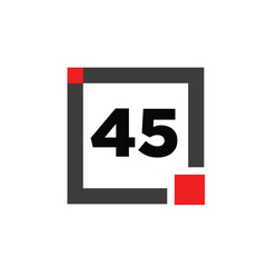 45 number with square icon. 45 dot monogram.