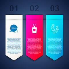 Set Hola, Tequila bottle and Cactus. Business infographic template. Vector © vector_v
