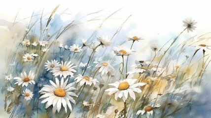 daisies watercolor drawing freedom summer july,