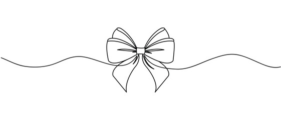 bow on gift ribbon line art style , bow for holiday christmas decoration vector eps 10