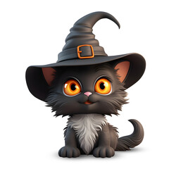 Cute 3D Halloween black cat witch character