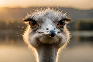 Wandaufkleber ostrich head closeup © tippapatt