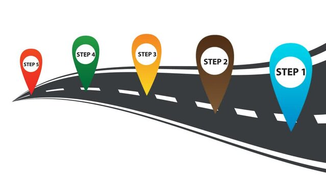 animated 5 step infographic modern style for business video animation
