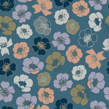 Flower heads, seamless pattern