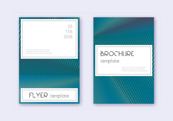 Stylish cover design template set. Red white blue abstract lines on dark background. Fine cover design. Radiant catalog, poster, book template etc.