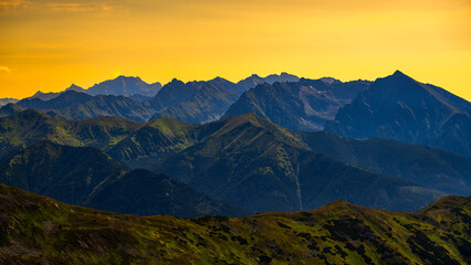 Panorama of the High Tatras from the mount Bystra.