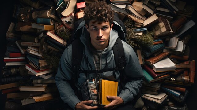 Concept of Unspoken Pressure. A person wears a heavy backpack, laden with books and responsibilities, symbolizing the weight of expectations.