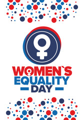 Women's Equality Day in United States. Female holiday, celebrated annually in August 26. Women right history month. Feminism concept. Poster, greeting card, banner and background. Vector illustration