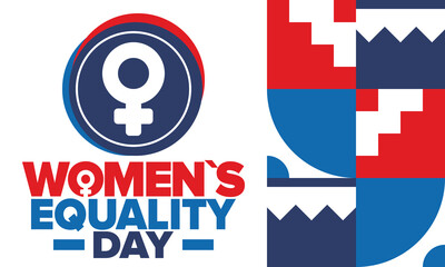 Fototapeta premium Women's Equality Day in United States. Female holiday, celebrated annually in August 26. Women right history month. Feminism concept. Poster, greeting card, banner and background. Vector illustration