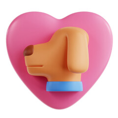 3D heart shaped animal dog icon