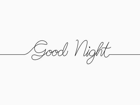 simple black good night text calligraphic lettering continuous lines for happy theme like background, banner, label, cover, card, label, wallpaper, poster, texture, paper etc. vector design.