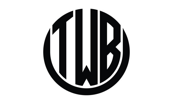 TWB shield in circle logo design vector template. lettermrk, wordmark, monogram symbol on white background.