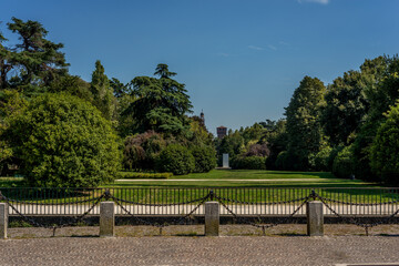 park in milan with Castello Sforzesco in the background