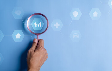 navigating, retirement, magnifier, searching, insurance, protection, assurance, family, health, saving. navigating retirement magnifier searching for insurance and assurance healthcare support.