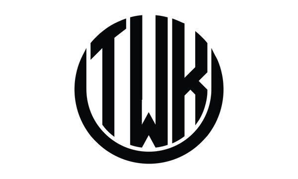 TWK shield in circle logo design vector template. lettermrk, wordmark, monogram symbol on white background.