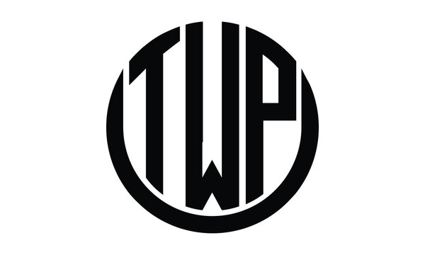 TWP shield in circle logo design vector template. lettermrk, wordmark, monogram symbol on white background.