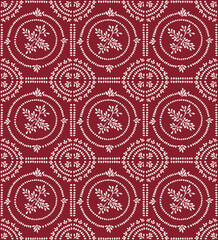seamless pattern with geometrical shapes, leaves and circles