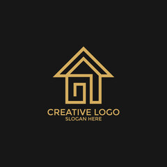 Modern House logo, House Symbol Geometric Linear Style isolated Background. Usable for Real Estate, Construction, Architecture and Building Logos