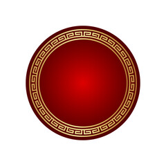 Vector traditional simple meander golden circle frame. chinese new year elements