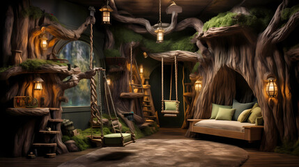 Fototapeta na wymiar forest-themed children's playroom