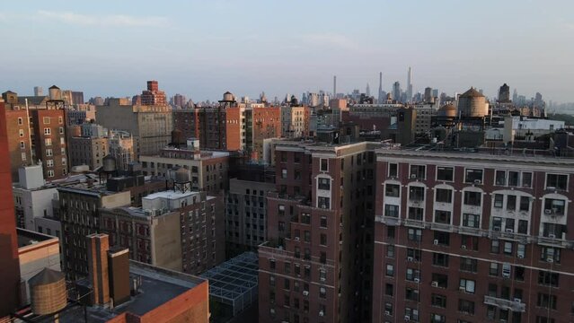 Establishinng Shot of New York City's Upper West Side at sunset