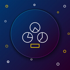 Line Pie chart infographic icon isolated on blue background. Diagram chart sign. Colorful outline concept. Vector