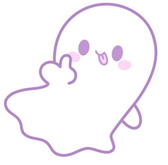 Cute kawaii ghost pastel halloween cartoon