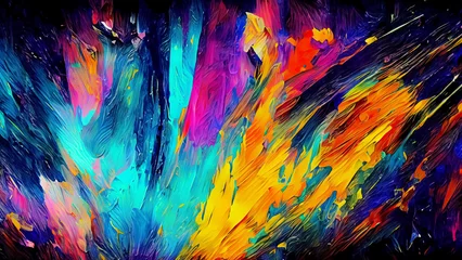 Fotobehang Colorful oil paint brush stroke abstract background texture design illustration © Roberto Sorin