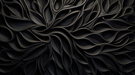 Black Leaf Pattern.Generative Ai