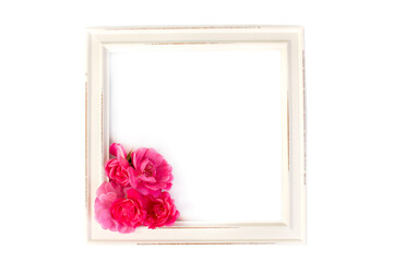 White frame with flowers
